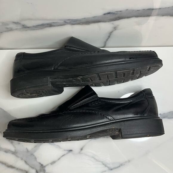 ECCO Men's Black Leather Helsinki Slip On Loafers Sz 43 Sz 9/9.5 Comfort Career - Picture 6 of 7